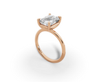 Vita Radiant Shape Ring in 18K rose gold with a plain band, set with a LOYA diamond (perspective view)