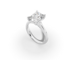 Alba Radiant Shape Ring in 18K white gold with a plain band, set with a LOYA diamond (perspective view)