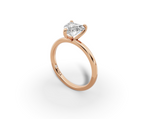 Amor Heart Shape Ring in 18K rose gold with a plain band, set with a LOYA diamond (perspective view)