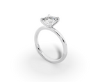 Amor Princess Shape Ring in 18K white gold with a plain band, set with a LOYA diamond (perspective view)
