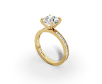Nova Round Shape Ring in 18K white gold with a plain band, set with a LOYA diamond (perspective view)