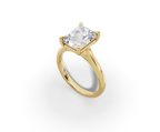Alba Radiant Shape Ring in 18K yellow gold with a plain band, set with a LOYA diamond (perspective view)