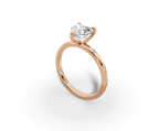 Amor Heart Shape Ring in 18K rose gold with diamonds on the band, set with a LOYA diamond (perspective view)