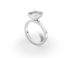 Nova Princess Shape Ring in 18K white gold with a plain band, set with a LOYA diamond (perspective view)