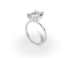 Vita Radiant Shape Ring in 18K white gold with a plain band, set with a LOYA diamond (perspective view)