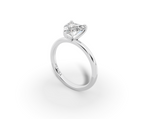 Amor Heart Shape Ring in 18K white gold with a plain band, set with a LOYA diamond (perspective view)
