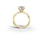 Mira Round Shape Ring in 18K yellow gold with diamonds on the band, set with a LOYA diamond