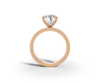 Nova Round Shape Ring in 18K rose gold with a plain band, set with a LOYA diamond (side view)