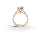 Alba Oval Shape Ring in 18K rose gold with a plain band, set with a LOYA diamond (side view)