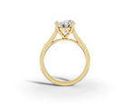 Alba Oval Shape Ring in 18K yellow gold with a plain band, set with a LOYA diamond (side view)