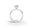 Amor Round Shape Ring in 18K white gold with diamonds on the band, set with a LOYA diamond (side view)