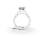 Alba Radiant Shape Ring in 18K white gold with a plain band, set with a LOYA diamond (side view)