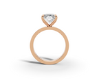 Nova Princess Shape Ring in 18K rose gold with diamonds on the band, set with a LOYA diamond (side view)