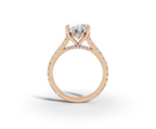 Alba Oval Shape Ring in 18K rose gold with diamonds on the band, set with a LOYA diamond (side view)