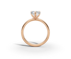 Amor Heart Shape Ring in 18K rose gold with a plain band, set with a LOYA diamond (side view)