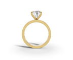 Nova Round Shape Ring in 18K white gold with a plain band, set with a LOYA diamond (side view)