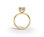 Vita Radiant Shape Ring in 18K yellow gold with a plain band, set with a LOYA diamond (side view)