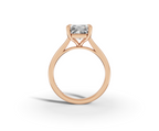 Alba Radiant Shape Ring in 18K rose gold with a plain band, set with a LOYA diamond (side view)
