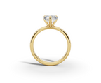 Amor Heart Shape Ring in 18K yellow gold with a plain band, set with a LOYA diamond (side view)