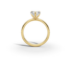 Amor Heart Shape Ring in 18K yellow gold with diamonds on the band, set with a LOYA diamond (side view)