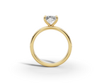 Amor Princess Shape Ring in 18K yellow gold with diamonds on the band, set with a LOYA diamond (side view)