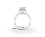 Alba Oval Shape Ring in 18K white gold with diamonds on the band, set with a LOYA diamond (side view)