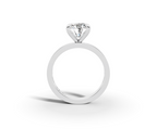Nova Round Shape Ring in 18K white gold with diamonds on the band, set with a LOYA diamond (side view)