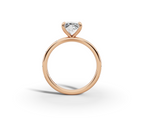 Amor Princess Shape Ring in 18K rose gold with diamonds on the band, set with a LOYA diamond (side view)