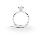 Amor Heart Shape Ring in 18K white gold with a plain band, set with a LOYA diamond (side view)