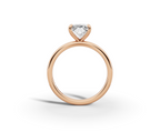 Amor Princess Shape Ring in 18K rose gold with a plain band, set with a LOYA diamond (side view)