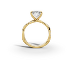 Mira Princess Shape Ring in 18K yellow gold with diamonds on the band, set with a LOYA diamond (side view)