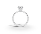Amor Heart Shape Ring in 18K white gold with diamonds on the band, set with a LOYA diamond (side view)