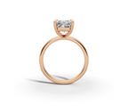 Vita Radiant Shape Ring in 18K rose gold with a plain band, set with a LOYA diamond (side view)