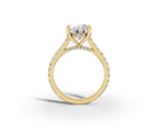 Alba Oval Shape Ring in 18K yellow gold with diamonds on the band, set with a LOYA diamond (side view)