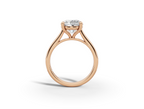 Alba Round Shape Ring in 18K rose gold with a plain band, set with a LOYA diamond (side view)