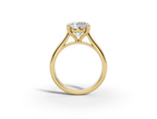Alba Round Shape Ring in 18K yellow gold with a plain band, set with a LOYA diamond (side view)