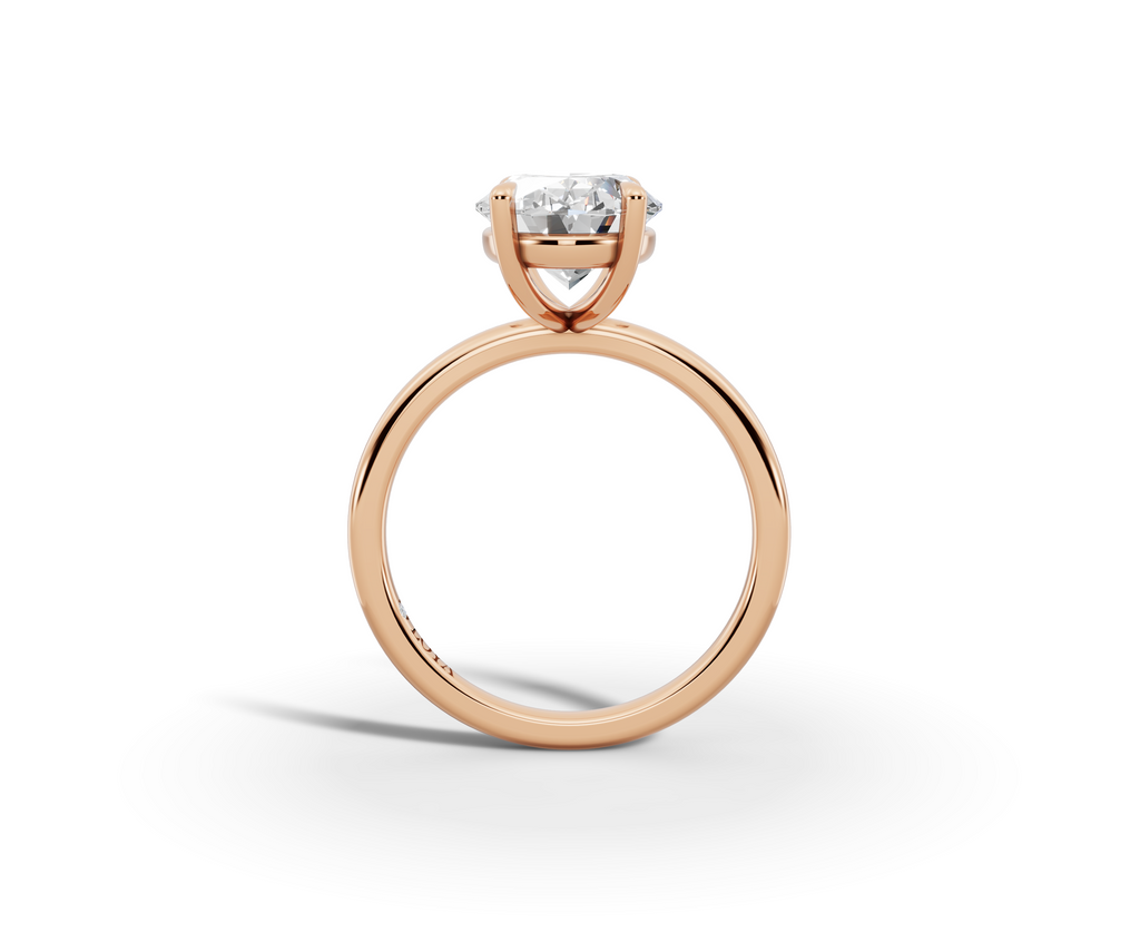 Vita Thin Oval Shape Ring in 18K rose gold with a plain band, set with a LOYA diamond