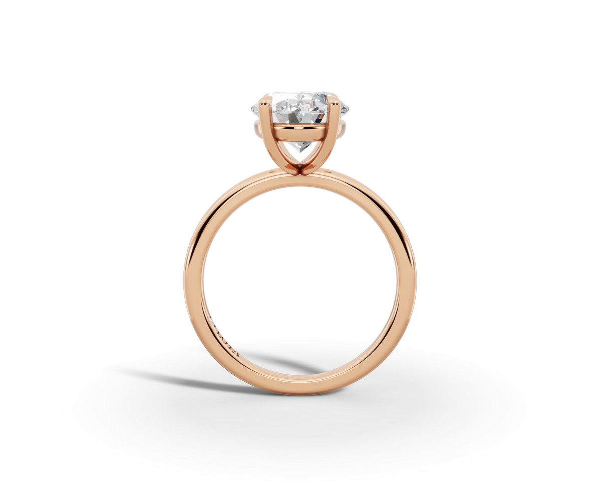 Vita Thin Oval Shape Ring in 18K rose gold with a plain band, set with a LOYA diamond