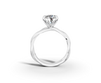 Mira Round Shape Ring in 18K white gold with a plain band, set with a LOYA diamond