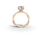 Mira Round Shape Ring in 18K rose gold with a plain band, set with a LOYA diamond