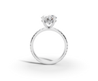 Vita Thin Oval Shape Ring in 18K white gold with diamonds on the band, set with a LOYA diamond