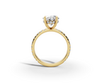 Vita Thin Oval Shape Ring in 18K yellow gold with diamonds on the band, set with a LOYA diamond
