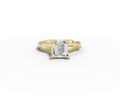 Mira Princess Shape Ring in 18K yellow gold with a plain band, set with a LOYA diamond (lying view)