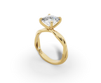 Mira Princess Shape Ring in 18K yellow gold with a plain band, set with a LOYA diamond (perspective view)