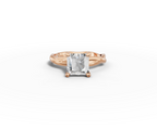 Mira Princess Shape Ring in 18K rose gold with a plain band, set with a LOYA diamond (lying view)