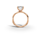 Mira Princess Shape Ring in 18K rose gold with a plain band, set with a LOYA diamond (side view)