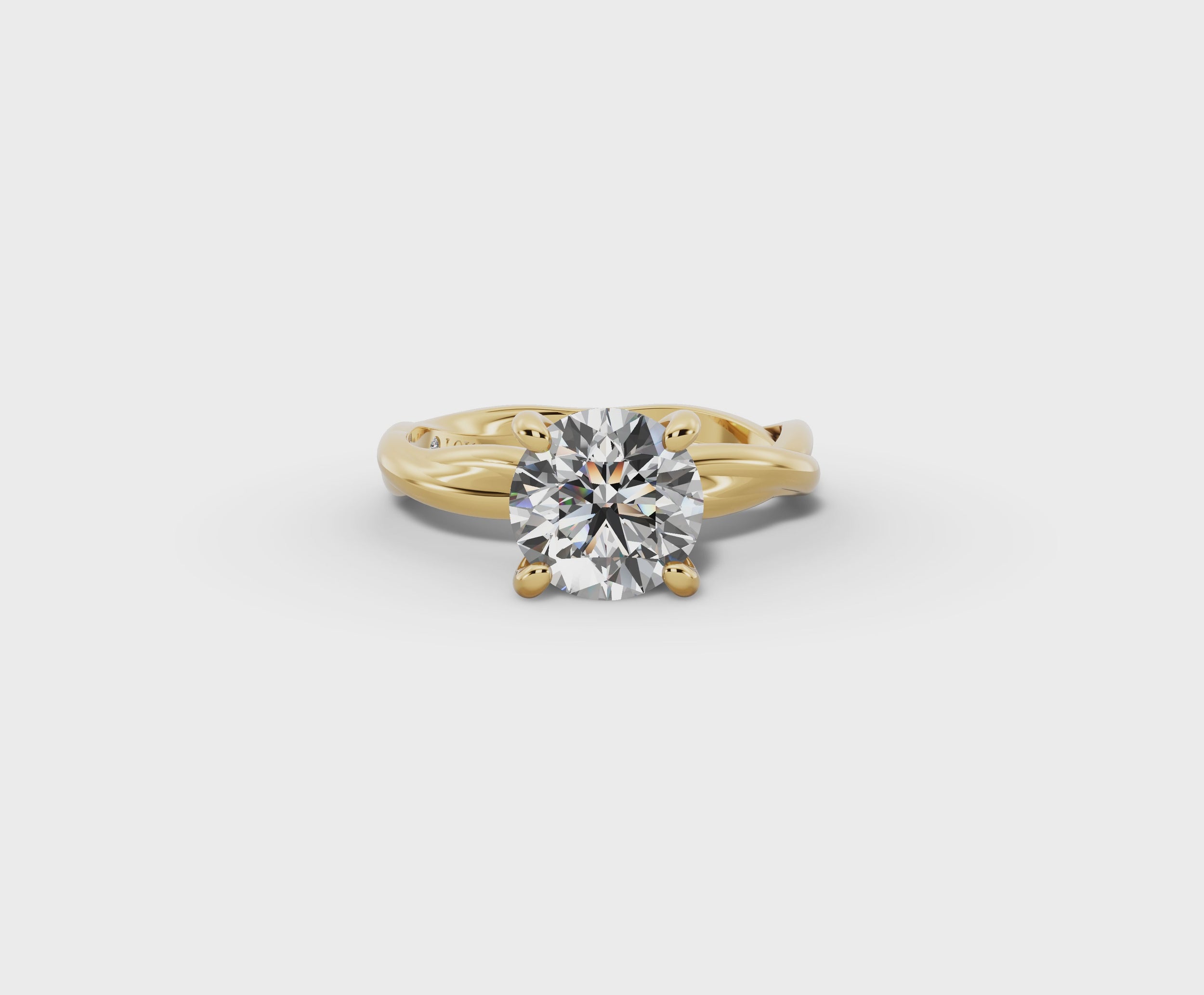 Mira Round Shape Ring in 18K yellow gold with a plain band, set with a LOYA diamond