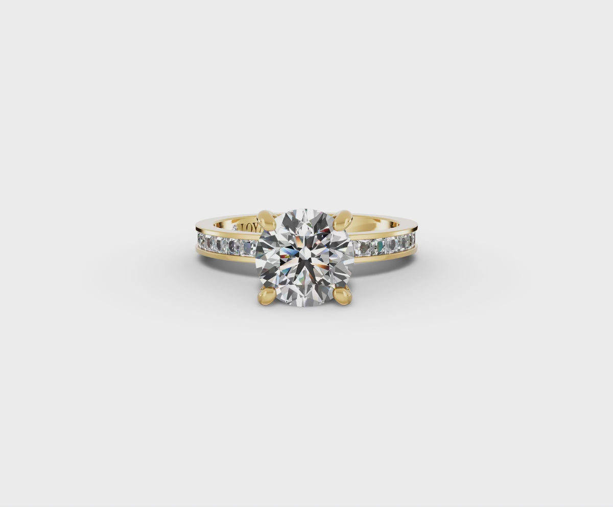 Nova Round Shape Ring in 18K white gold with a plain band, set with a LOYA diamond