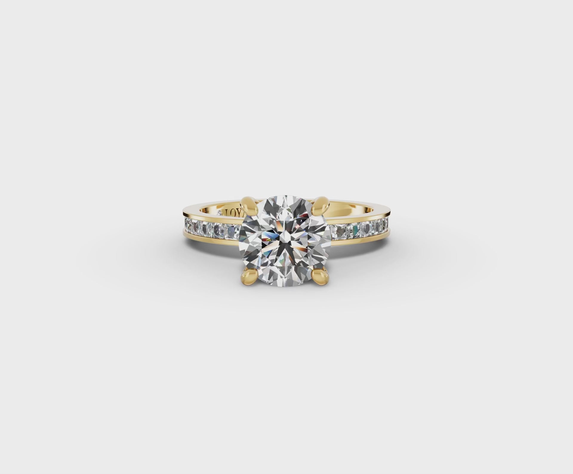 Nova Round Shape Ring in 18K white gold with a plain band, set with a LOYA diamond