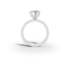 Nova Round Shape Ring in 18K white gold with a plain band, set with a LOYA diamond (side view)